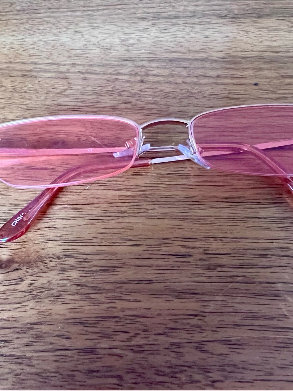 Pink Rimless Rectangular Sunglasses - Unbranded - Picture 1 of 1